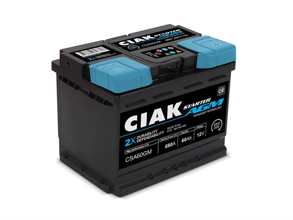 AKUMULATOR 12V-60AH D+ AGM CIAK STARTER
