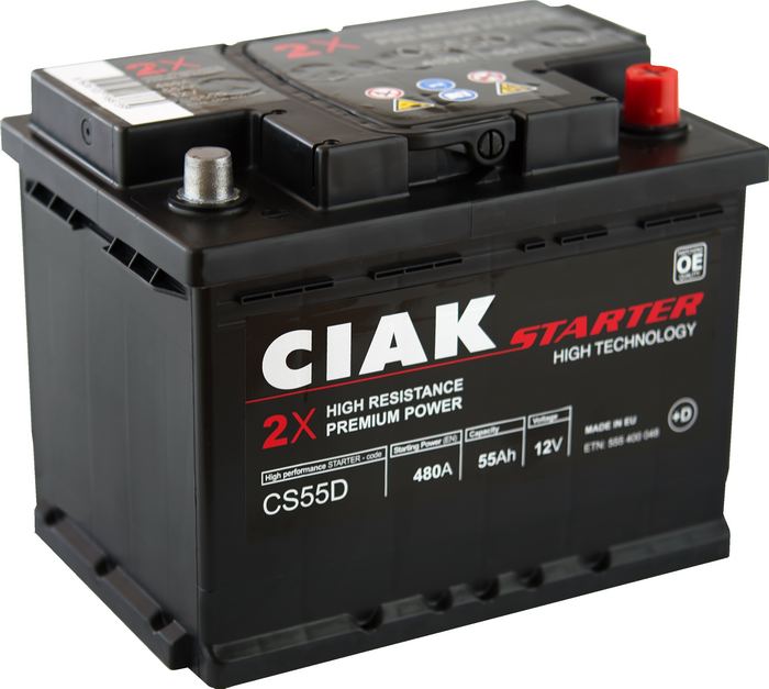 AKUMULATOR 12V-55AH L/D+ CIAK STARTER