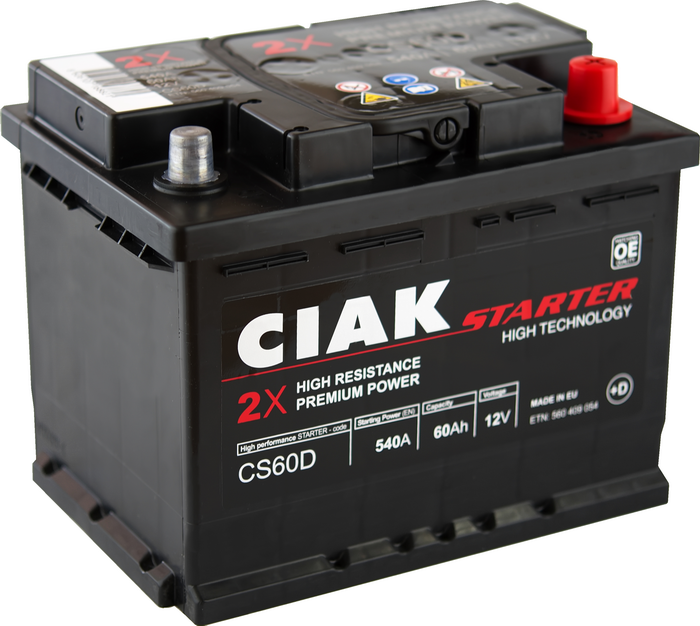 AKUMULATOR 12V-60AH D+ CIAK STARTER