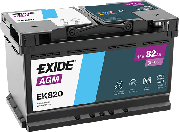 AKUMULATOR 12V-82AH D+ AGM EK820 EXIDE START STOP