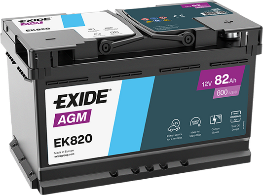 AKUMULATOR 12V-82AH D+ AGM EK820 EXIDE START STOP